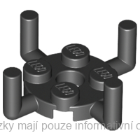 98284 Black Plate, Round 2 x 2 with Pin Hole and 4 Arms Up